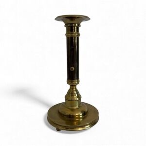 Vintage Brass Candlestick Holder Dark Pillar Accent Push Up‎ Adjustable Candle
